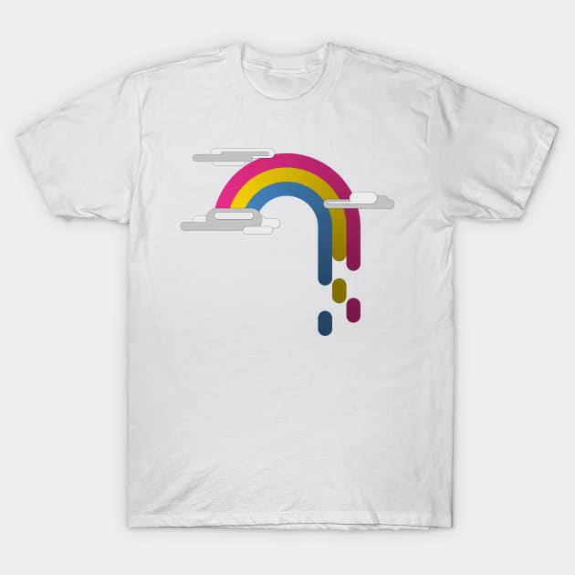 Pansexual Pride Flag Minimalist Drip Rainbow Design T-Shirt by LiveLoudGraphics